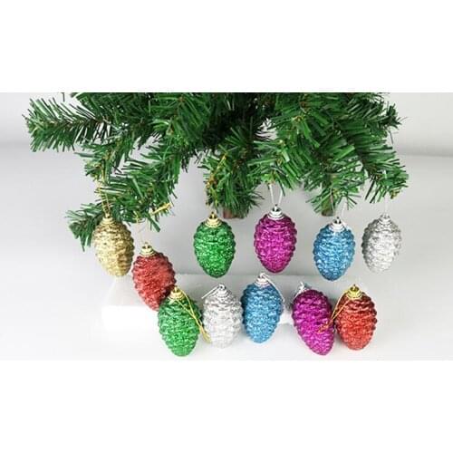 6Pcs Chrismas Glitter Pinecone Hanging Decor Christmas Tree Decoration Home Party Hanging Ornaments Mayitr New Arrival