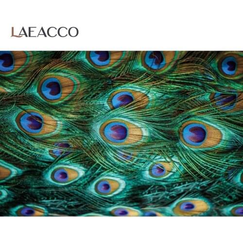 Laeacco Peacock Colorful Feather Seamless Pattern Photophone Photographic Background Photo Backdrop Photocall Photo Studio