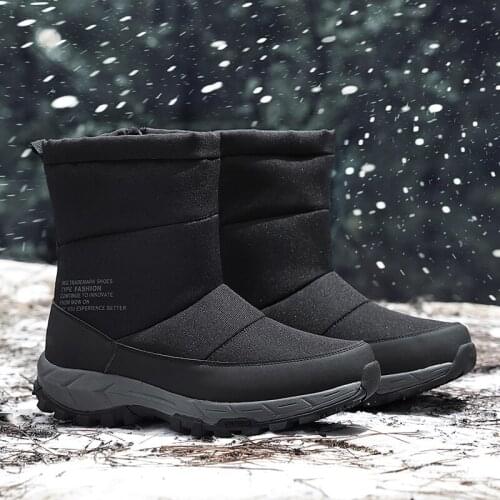 New quality waterproof snow boots super warm plush mens boots winter fur ankle boots comfortable motorcycle boots size 39-45