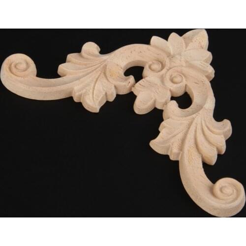 11*11CM Wood Carved Corner Onlay Applique Unpainted Frame Decal Decoration Furniture Decor Working Carpenter