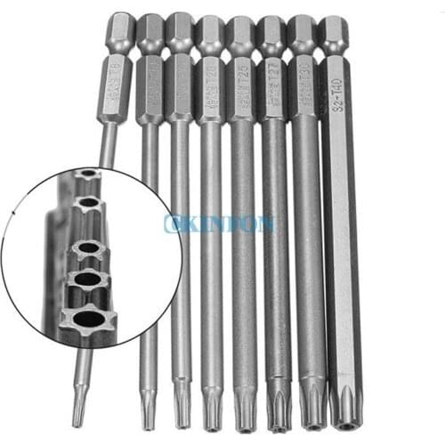 DHL 100Set 8PCS/Set 100mm Torx Socket Screwdriver Bits Tool Set 1/4 " Handle Tool