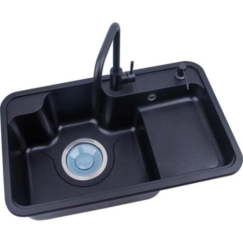 Quartz stone sink kitchen granite single trough high low basin large wash basin double basin sys7848 high and low