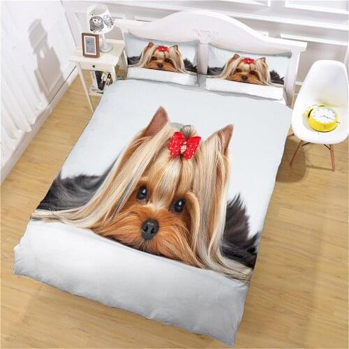 Home Textiles Simple Duvet Cover Cute Dog Bedding and Pillowcase King Size Single Double Size Bedroom Bed Cover Customization