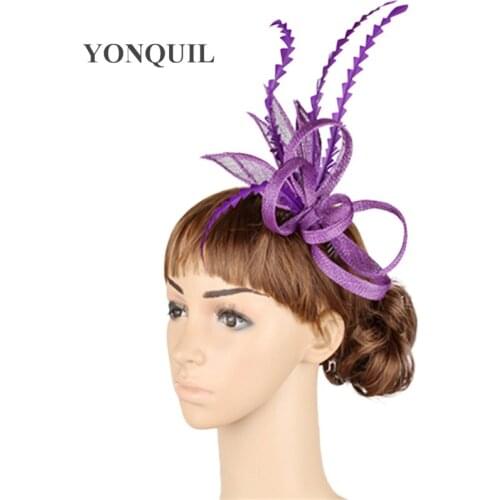 Elegant Women Lady Fascinator Hat Wedding Party Nice Headwear Headbands Church Party Feather Hair Accessories Bridal Hat MYQ011