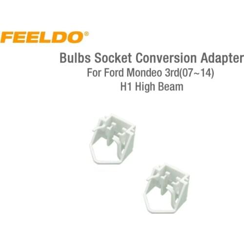 FEELDO 2Pcs Car Bulbs Socket Conversion Adapter For Ford Mondeo 3rd(07~14) H1 High Beam HID Bulb Adapter Holder