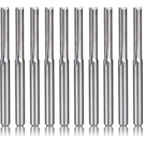 New 10Pcs 2 Flute Cnc Router Bits 3.175Mm Straight Slot Tungsten Steel Milling Cutter For Wood Mdf Plastic