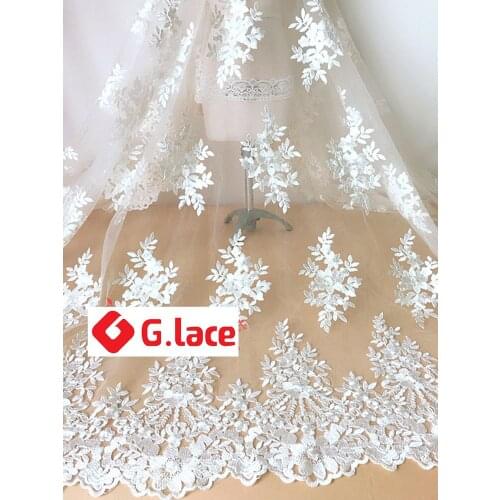 GLace 1Y/lot 1.3m wide embroidery fabric lace mesh fabric clothing wedding dress home textile manual DIY material TX170
