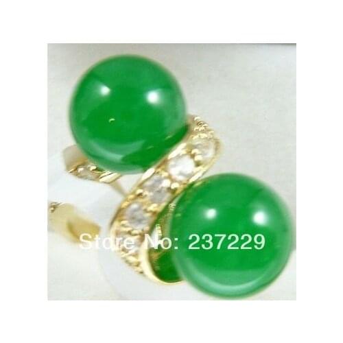 Hot sale>@@ Wholesale price S ^^^^Fruity Twine Round Balls Green stone White Crystal Inlay 18KGP Women Prom Ring