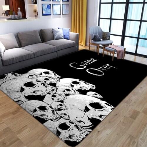 Terror Halloween Party Doormats Horror Skulls 3D Printing Area Rugs Soft Flannel Home Decor Large Carpets for Kitchen Floor Mat