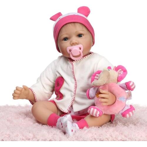 Girl reborn dolls 22"55cm bebes reborn silicone reborn baby dolls toys for children gift with rattle plush bonecas reborn