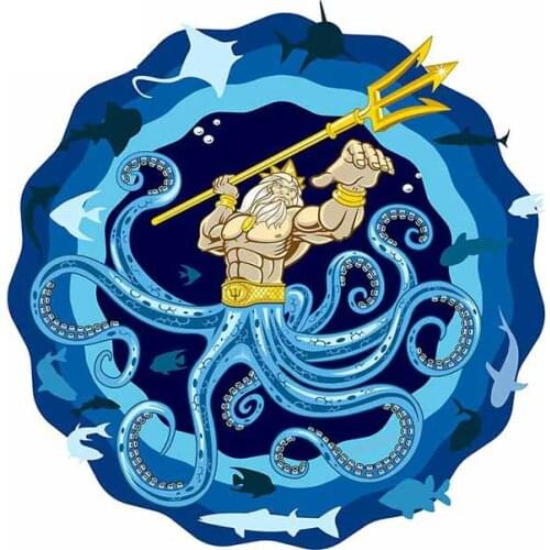 Cartoon Car Sticker Poseidon In Sea LifeVinyl Auto Accessories Car Window Car Styling Decal PVC 13cm*13cm Cover Scratches
