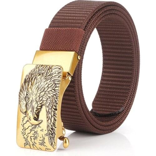 New design new style retro casual mens canvas belt eagle automatic buckle belt unisex belt nylon belt