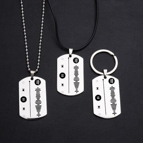 Custom Spotify Scan Code Chain Necklace Leather Cord Pendant Necklace Jewelry Men Women Spotify Code Necklaces Stainless Steel
