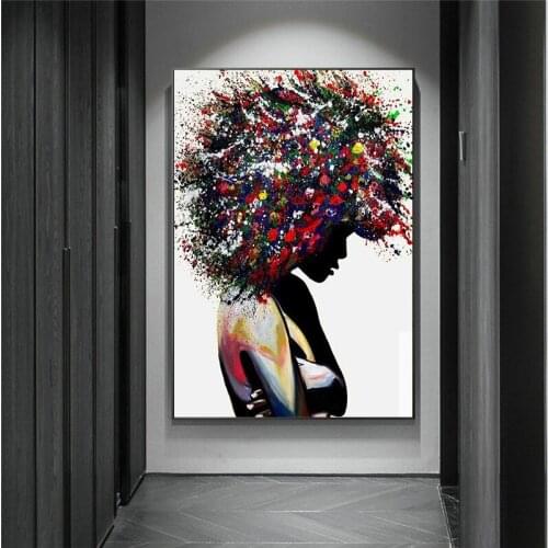 Posters and Prints African Black Woman Graffiti Canvas Paintings on The Wall Art Pictures for Living Room Home Decor