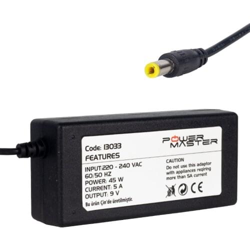 POWERMASTER PM-13033 9 VOLT - 5 AMPS POS MACHINE SOCKET TYPE ADAPTER 2.5 END