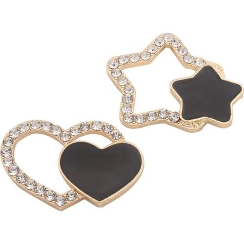 30mm Gold Rhinestone Buttons Craft-Supplies Black Botones Decorativos for Crafts Handmade Needlework Decoration Accessories 2pcs