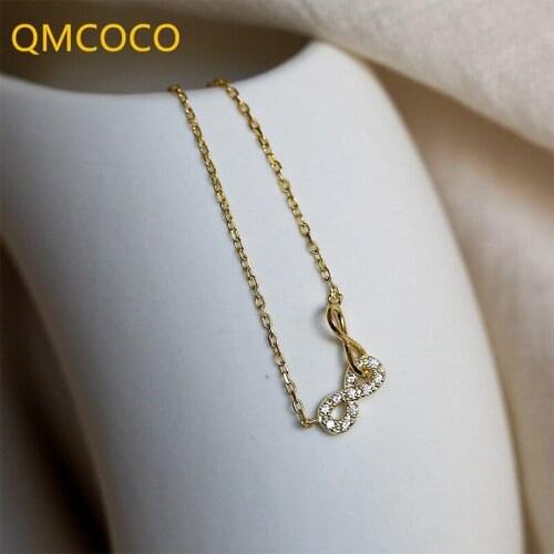 2021 New Zircon 8-Shape Exquisite Collarbone Chain Simple Design Trendy 925 Silver Necklace Woman Jewelry Accessories