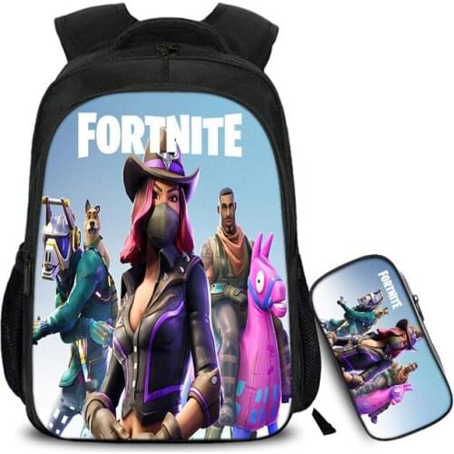 16 Inch Games FORTNITE Backpack Children School Bags Boys Girls 2pcs Daily Travel Backpacks Cartoon Mochila School Gifts
