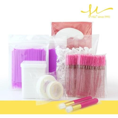 H&L Wipe Clean Cotton Eyelash Brush Eyepach Tape glue ring for eyelash extensions make up tool cleaner