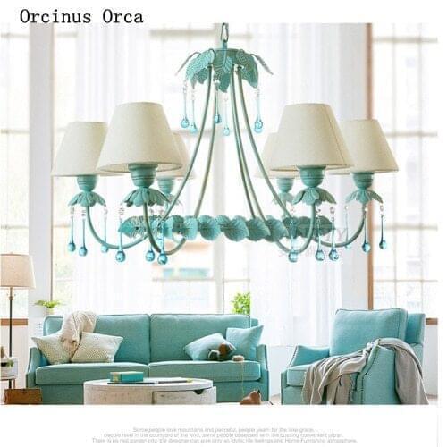 Mediterranean countryside flower and grass chandelier living room dining room bedroom romantic creative Pink Crystal Chandelier