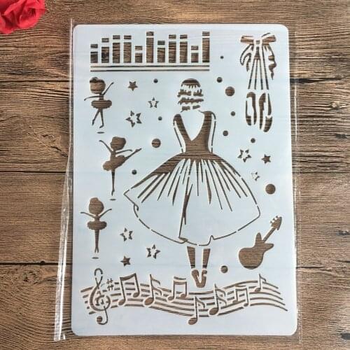 A4 29 * 21cm Dance music girl DIY Stencils Wall Painting Scrapbook Coloring Embossing Album Decorative Paper Card Template