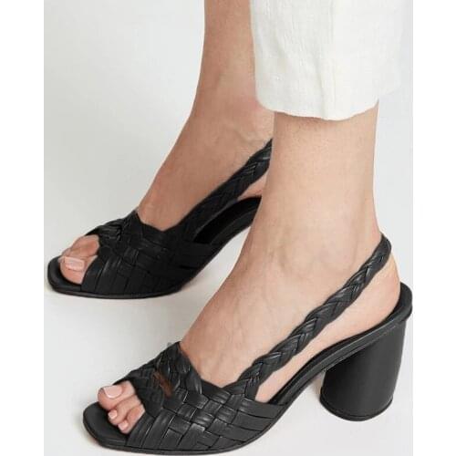 Sexy Female open toe cross braid High heels shoes Female Fashion hollow with Sandals Black Thin Breathable shoes Women Pumps