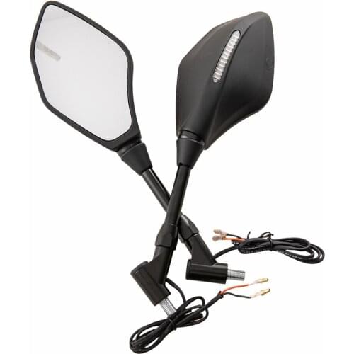 Universal Motorcycle Indicator 10mm Rear View Side Mirrors Integrated LED Turn Signals Fit for Street Bikes Cruiser Scooters