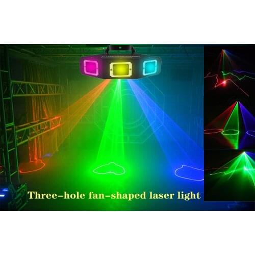 Fan-shaped three-head red, green and blue laser light concert disco party club wedding DJ bar stage KTV private room