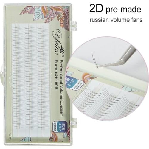 Yelix 2D Individual Eyelashes Cluster 60 Bunches Premade Volume Fans Long Stem Russian Volume Eyelash Extensions 8-15mm