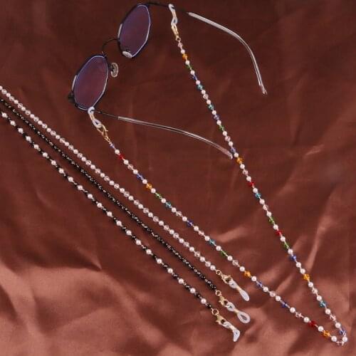 Handmade Black Crystal Bead Chain Reading Glasses Chain Women Sunglasses Cords Eyeglass Lanyard Hold Straps Eyewear Retainer