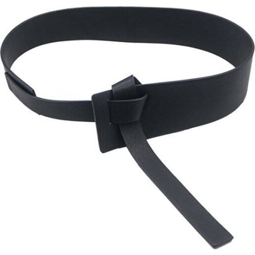Female Decor Accessories Belts Hot Black Knotted Belt New Simple Long Wide Belt Women Fashion Pu Leather Waist Belt 2021