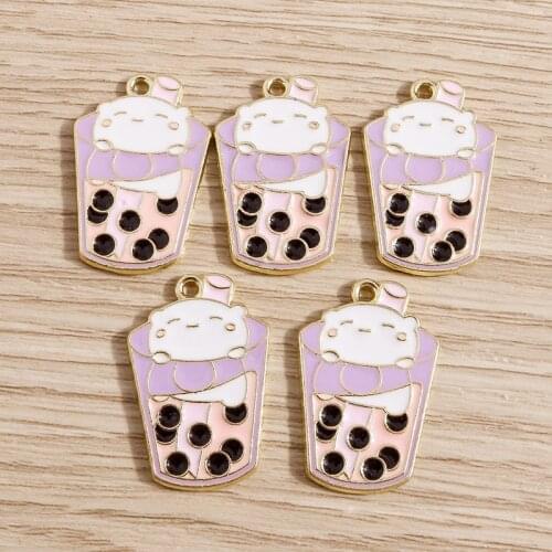 10pcs 17*25mm Alloy Cute Milk Juice Cat Charms Pendants for DIY Making Necklaces Earrings Bracelets Handmade Jewelry Findings