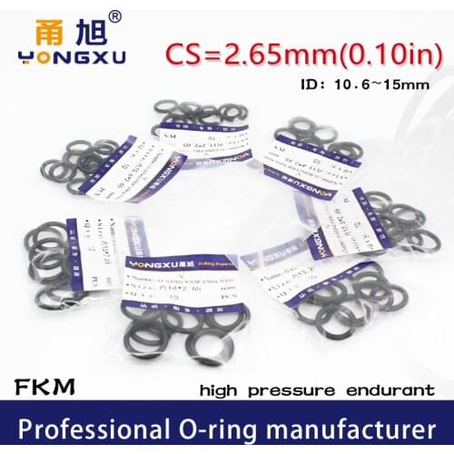 10PCS/lot Black FKM Fluorine Rubber O-rings Seals CS2.65mm ID10.6/11.2/11.8/12.5/13.2/14/15*2.65mm O Ring Gasket Rings Washer