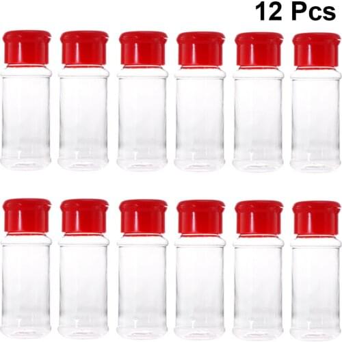 12Pcs Plastic Spice Salt Pepper Shakers Seasoning Jar BBQ Condiment Vinegar Bottling Cruet Container Kitchen Seasoning