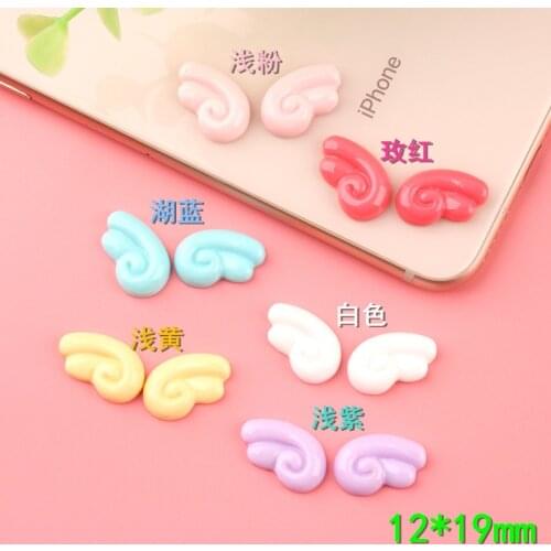 20pcs 12*19MM Mix DIY resin coloured baby angel wing charms kawaii flatback cabochon resin craft jewelry making fashion ornament