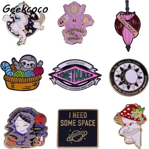 20pcs/lot J2514 Art Funny Dragon Sloth Enamel Pin and Brooches for Women Men Anime Lapel pin backpack bags badge Collection Gift