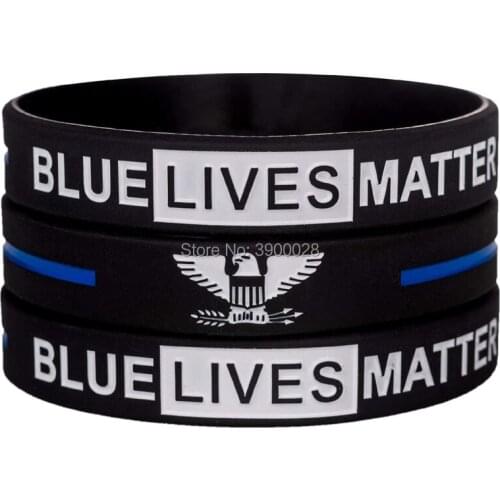 300pcs Blue Lives Matter Thin Blue Line with American Pride Bald Eagle Silicone Wristband Bracelet Free Shipping By DHL