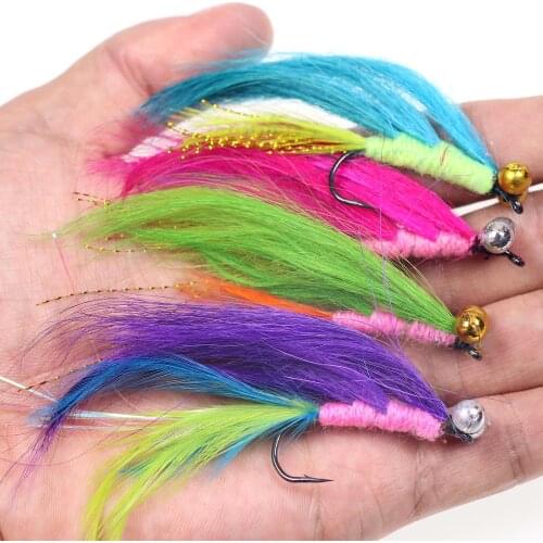 4pcs/set Plastic Head Floating Booby Streamer Fly Efficient Trout Bass Fishing Lure Bait Size 1/0 Mix Colors