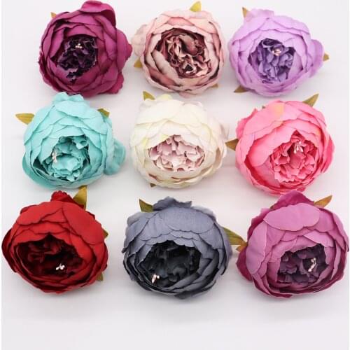 5pcs/lot 8.5cm High Quality Peony Flower Head Silk Artificial Flower Wedding Decoration DIY Garland Craft Flower