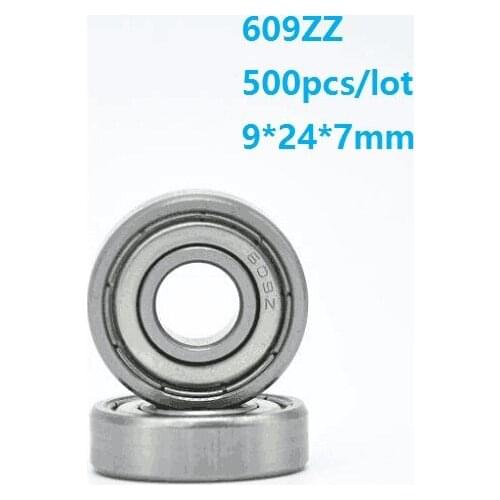 500pcs/lot 609ZZ 609Z 609 Z ZZ bearing 9x24x7mm Doubel metal cover Deep Groove Ball bearing Mini 9*24*7mm for 3D printer parts