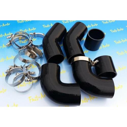 6pcs 45MM ID Silicone Hose 1.75" inch Silicone Coupler (straigh + 45degree + 90degree) Hose with 12pcs T-clamp for 4g63 turbo