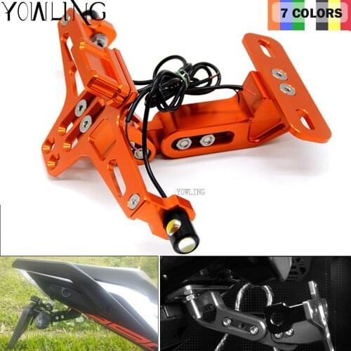 Motorcycle Accessories CNC Rear License Plate Mount Holder with LED Light For RC8 RC8R RC125 125 990 SMR/SMT Super