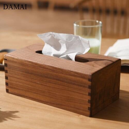 Black Walnut Wood Tissue Box Cover Nordic Simplicity Restaurant Coffee Table Napkin Holder Household Solid Wood Pumping Boxes