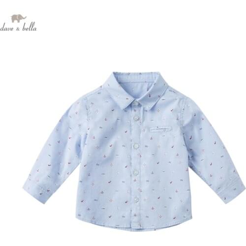 DB16754 dave bella spring fashion baby boys print pockets shirts infant toddler tops children high quality clothes
