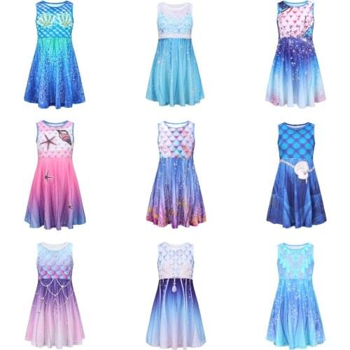 Little Girls Mermaid Ariel Princess Dress Cosplay Costumes for Kids Baby Girl Mermaid Dress Up Sets Children Halloween Clothing