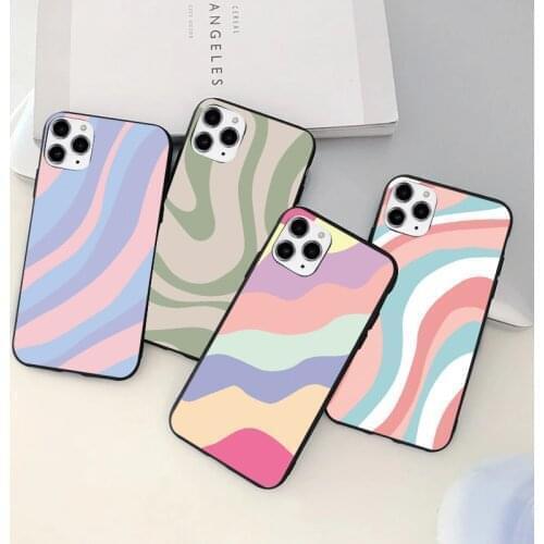 For iphone 12 11 XS Pro Max XR X 8 7 6S 6 Plus SE 2020 12 Mini Swirl Abstract Stripe Vintage Pattern Silicone Back Cover Bumper