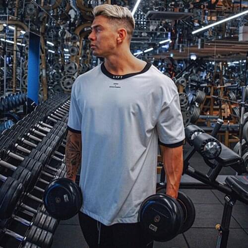 Men Cotton T-Shirt Male Summer New Gyms Fitness Bodybuilding Shirts Male Fashion Casual Short sleeved Tee Tops Brand Clothes