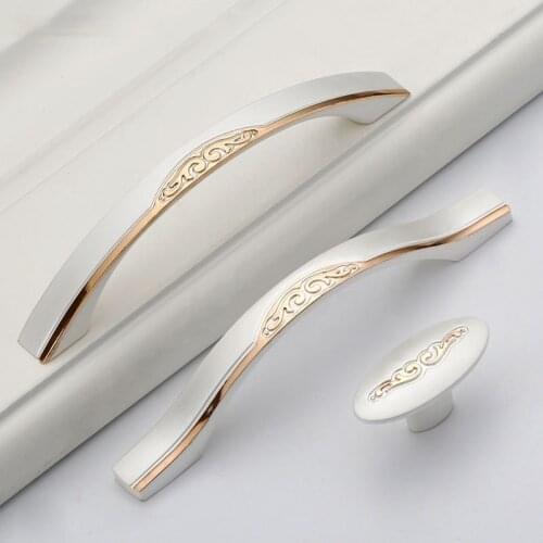 European Zinc Alloy Gold Silver Cabinet Door Handles Drawer Knobs Kitchen Cupboard Door Pulls Furniture Handle Hardware
