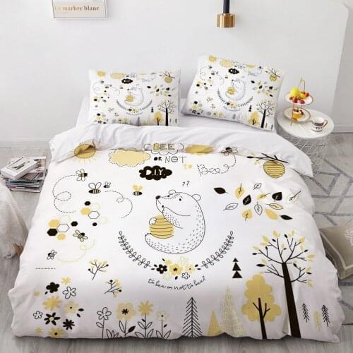 Classic 3D Bedding Set Duvet Cover Set Comforter Double King Queen Double Single Size Pink Cartoon Design Custom Bedclothes