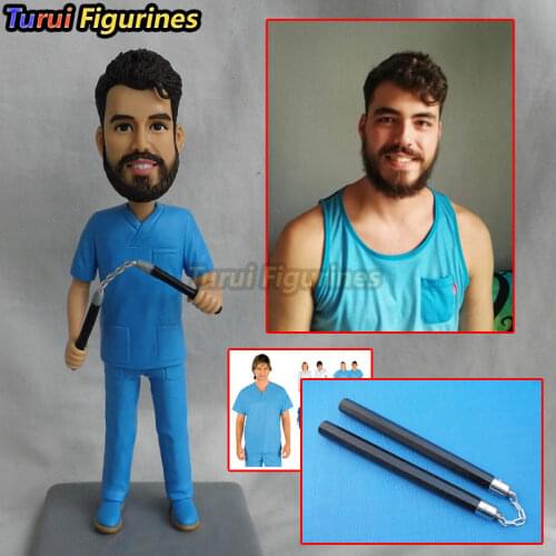 Kung fu man figurine for boy birthday wedding miniature figures custom bobblehead dolls handmade dogs miniature home decor toy